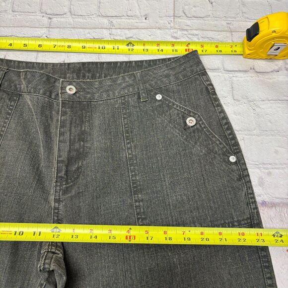 Sundance Women Utility Wide Leg Jeans Size 14 Gray Denim D046 -1 - Picture 3 of 16